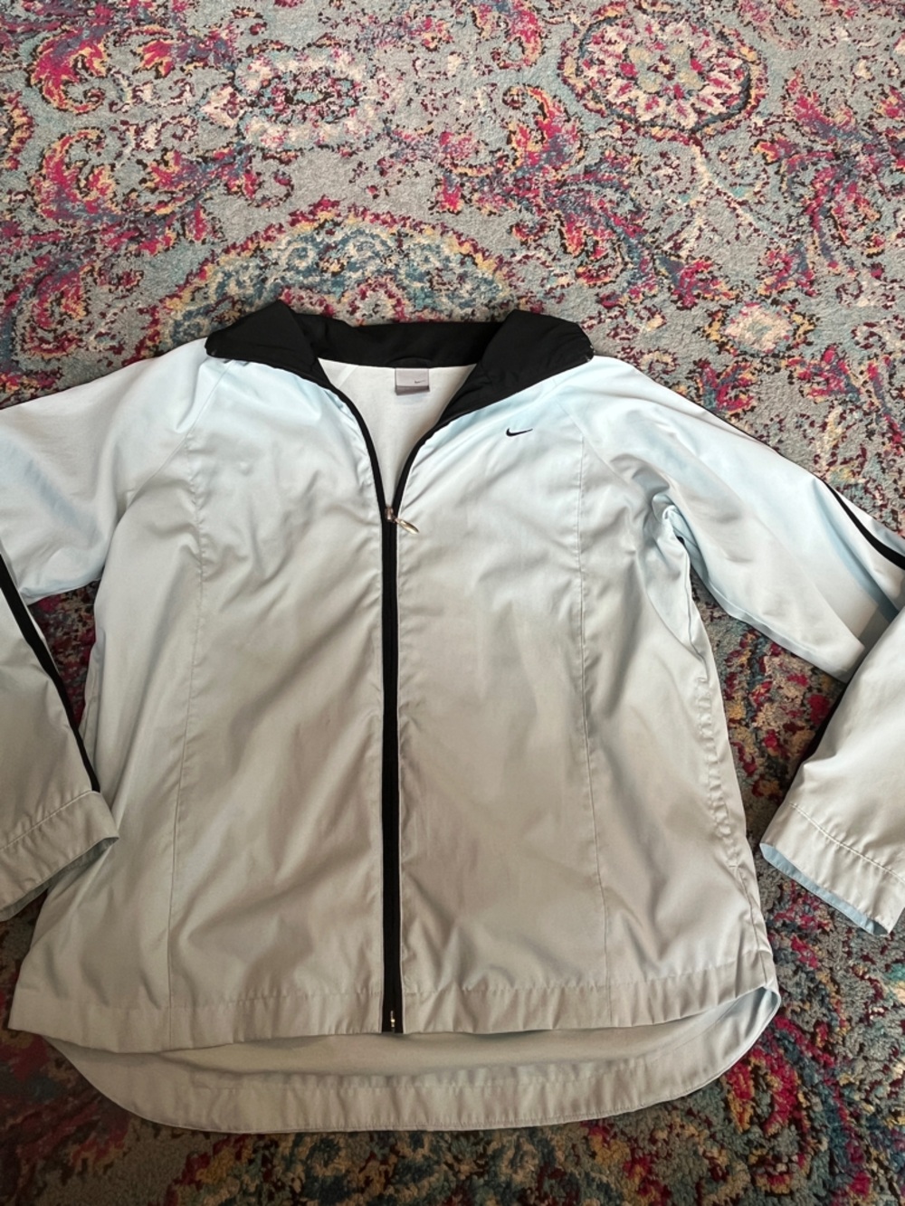 Nike Pale Blue and Black Athletic Jacket with Swoosh